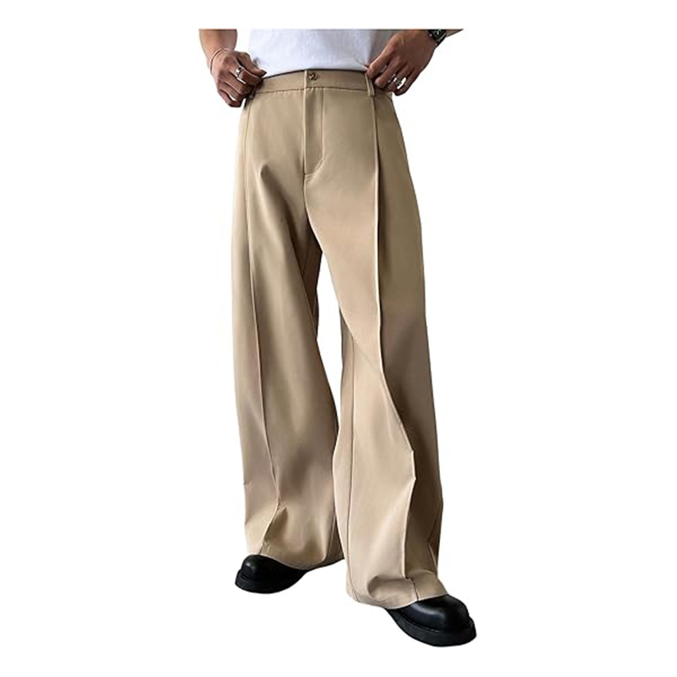 Men Formal Wear Set - Мужские однотонные брюки прямого кроя для