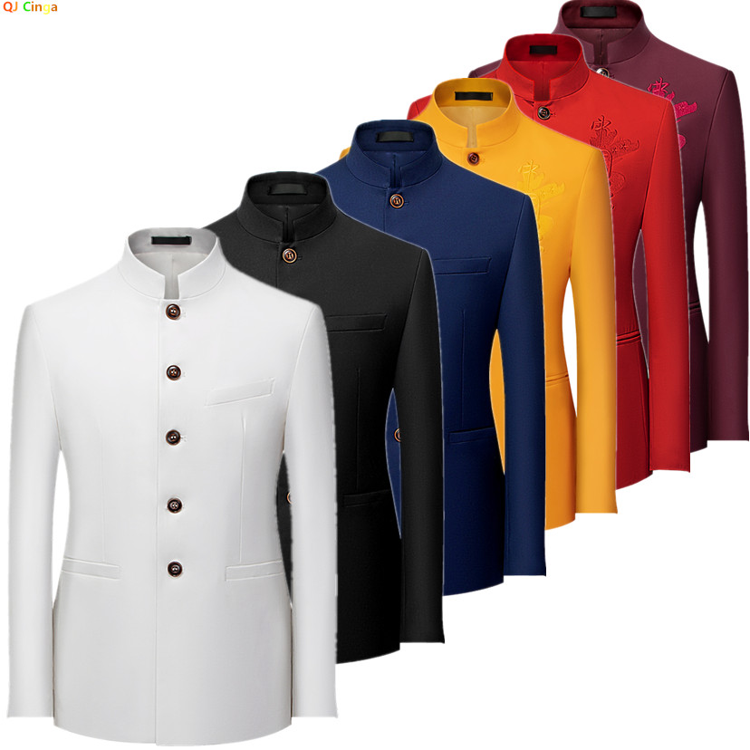 Men Formal Wear Black And White - Мужской пиджак в китайском стиле с