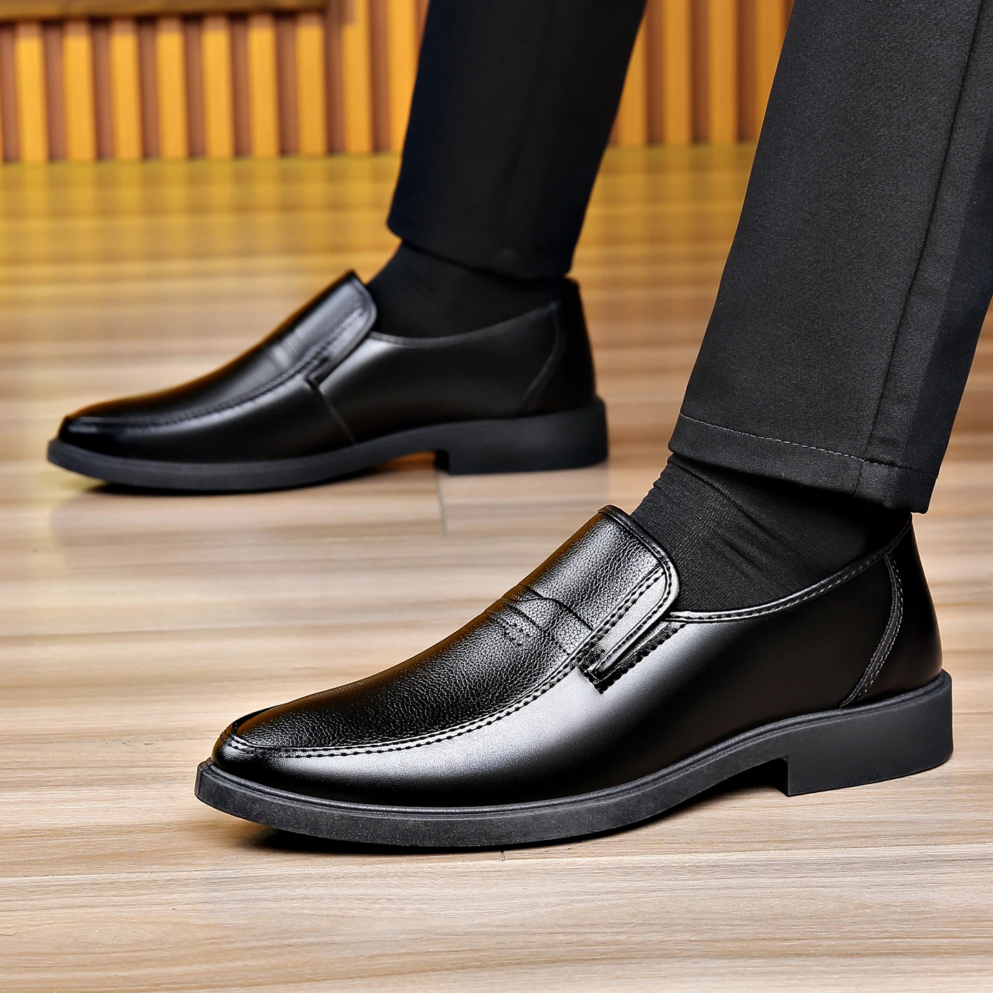 Men'S Formal Wear For Office - Мужские кожаные туфли-лоферы для бизнеса, черные,