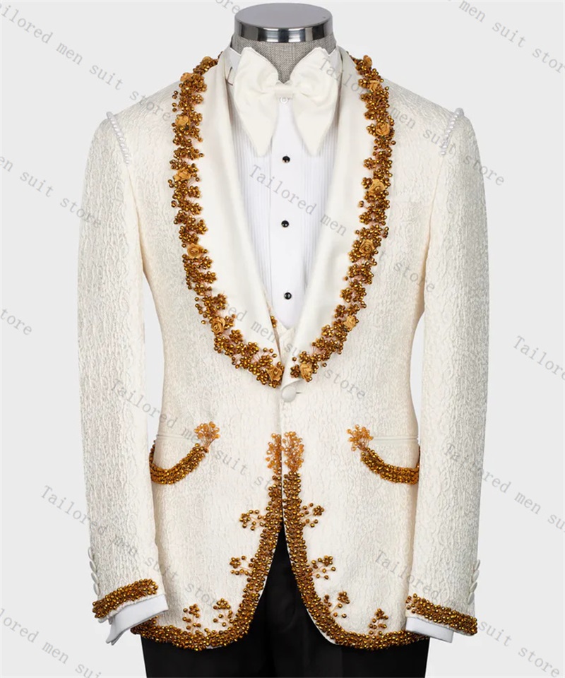 Men Formal Wear Black And White - Мужские костюмы для жениха, комплект брюк,